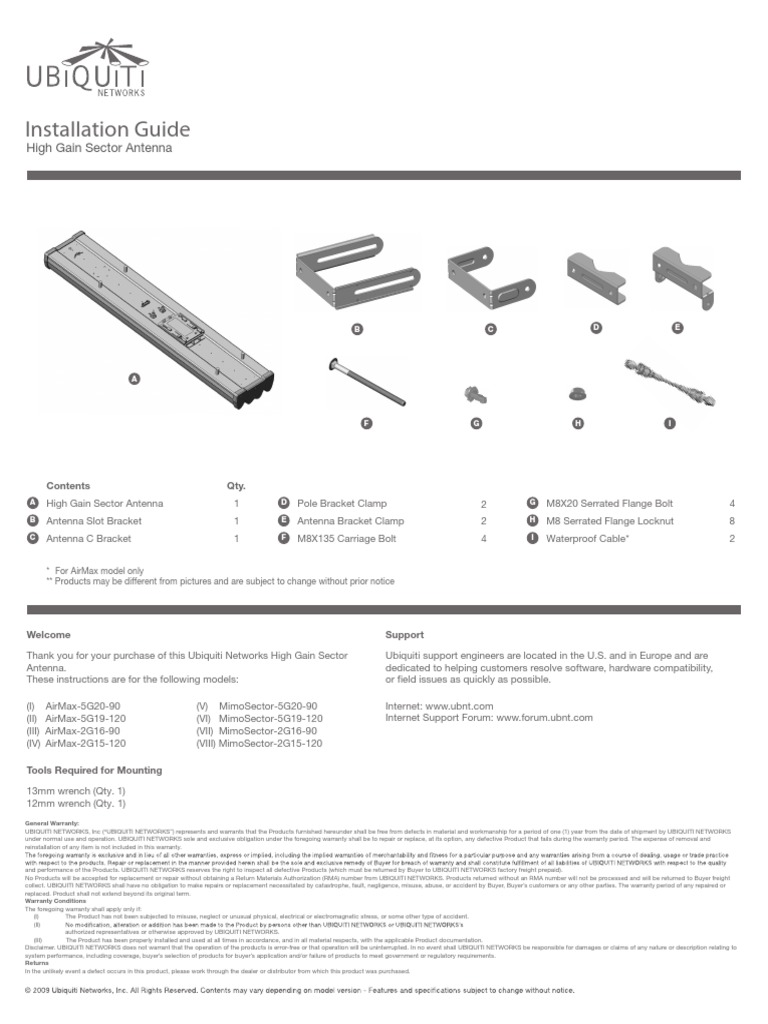 Ubiquiti High Gain Antenna Installation Guide | PDF