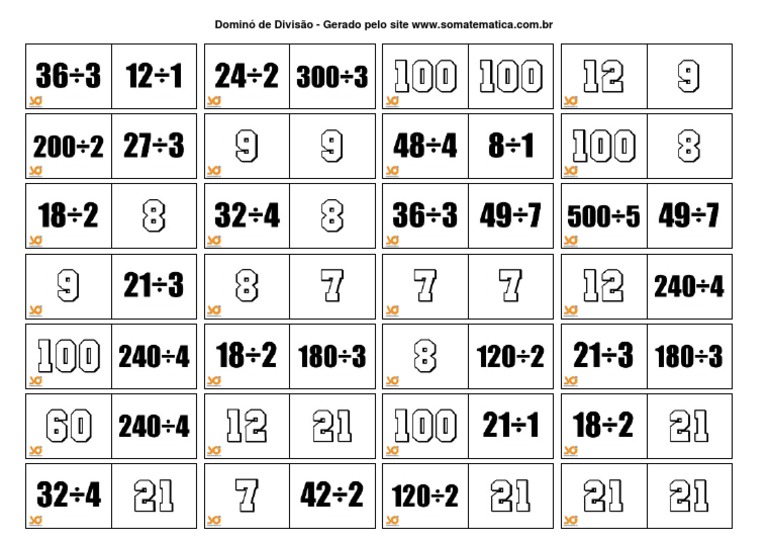 Dominó Matemática Divisão - Keverse