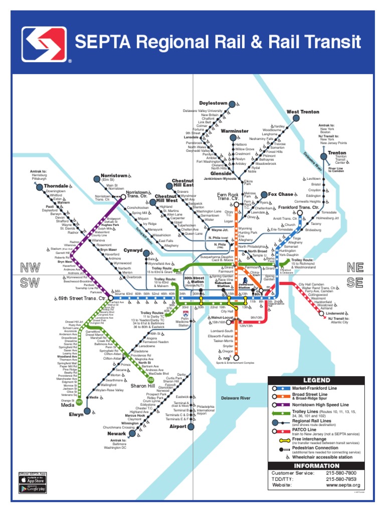 Septa Regional Rail Rail Transit Line Map PDF Rapid Transit