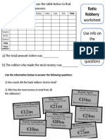 Find total stolen and top robber from bank robbery worksheet