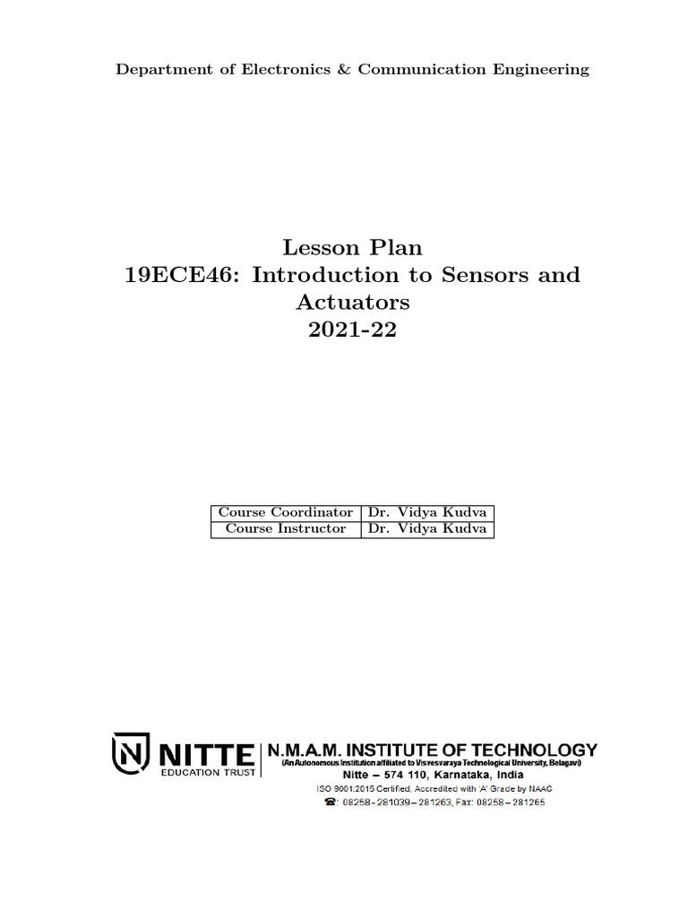 VTU Syllabus: Sensors and Actuators | PDF | Actuator | Electric Motor