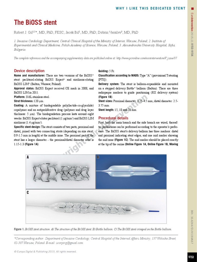 The BiOSS Stent | PDF | Percutaneous Coronary Intervention | Heart
