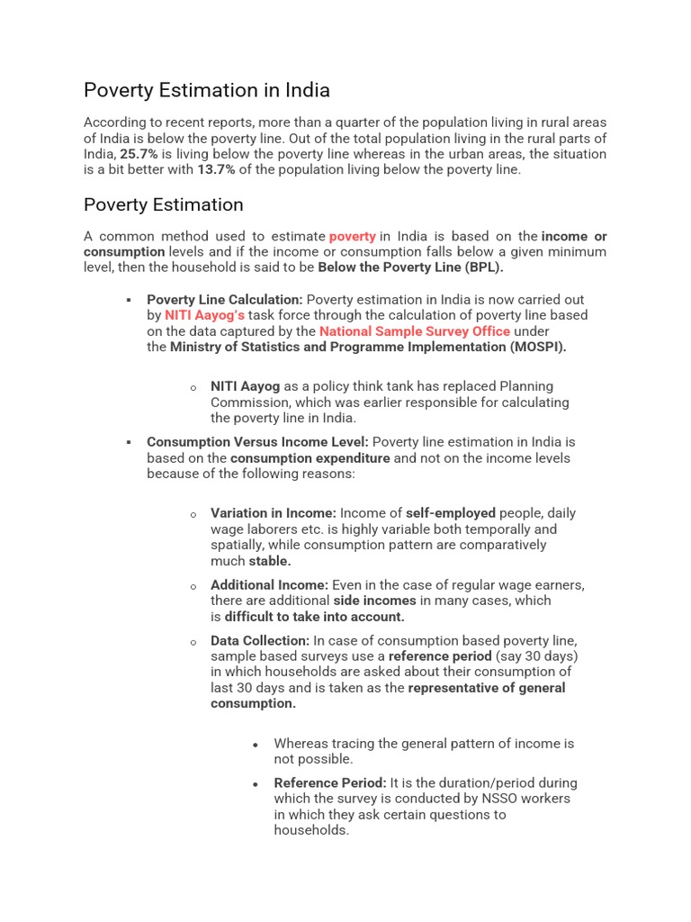 Poverty Estimation in India | PDF | Poverty Threshold | Poverty