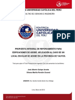 2012 Propuesta Integral de Reforzamiento Para Edificaciones de Adobe. Aplicación Al Caso de Un Local Escolar de Adobe en La Provincia de Yauyos