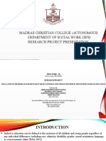 Madras Christian College (Autonomous) Department of Social Work (SFS) Research Project Presentation