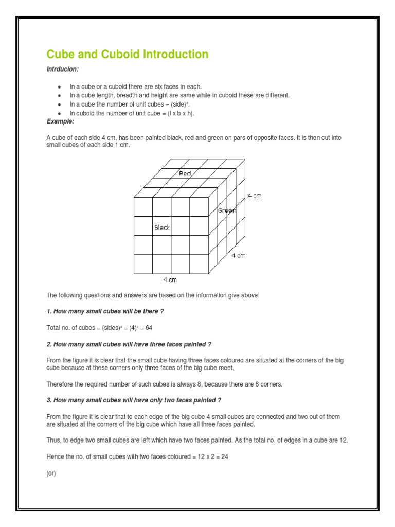 Cube & Cuboid | PDF | Length | Geometry