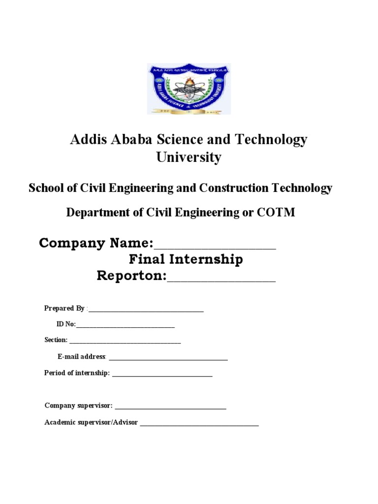 Format of Internship Report Cover Page pdf1 PDF Internship Job