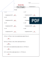 Pair of Angles: Answer Key