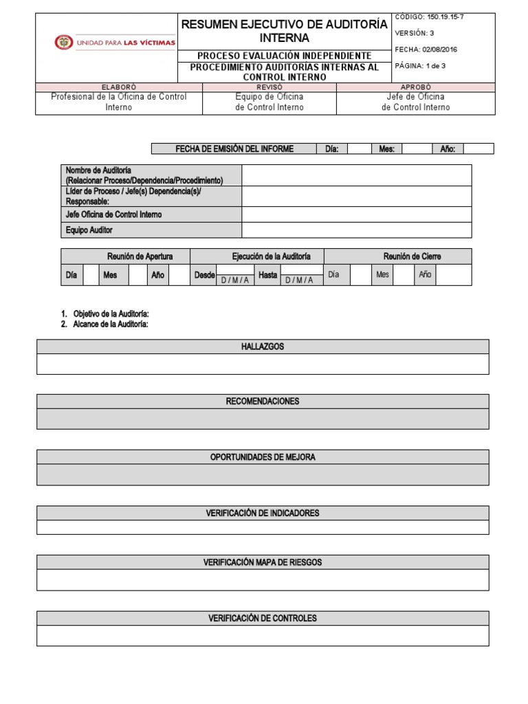 Resumen Ejecutivo Auditoría Interna | PDF | Auditoría | Contralor