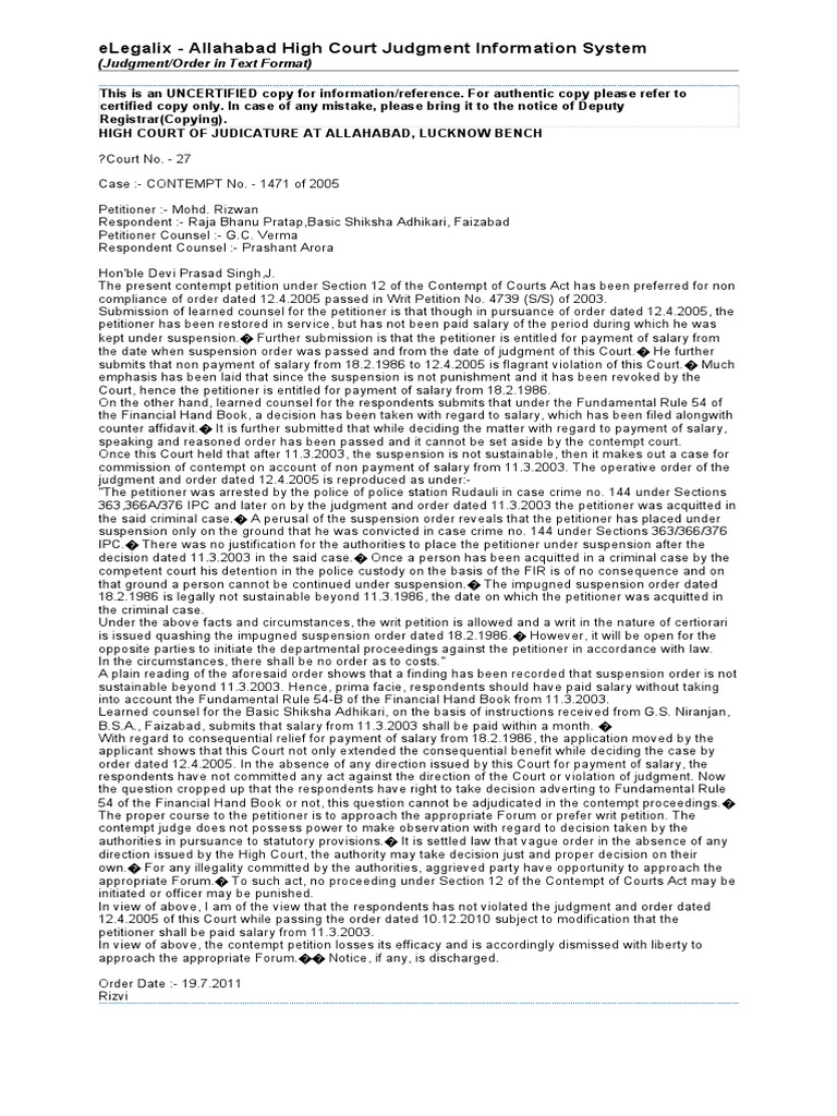 Elegalix - Allahabad High Court Judgment Information System: (Judgment ...