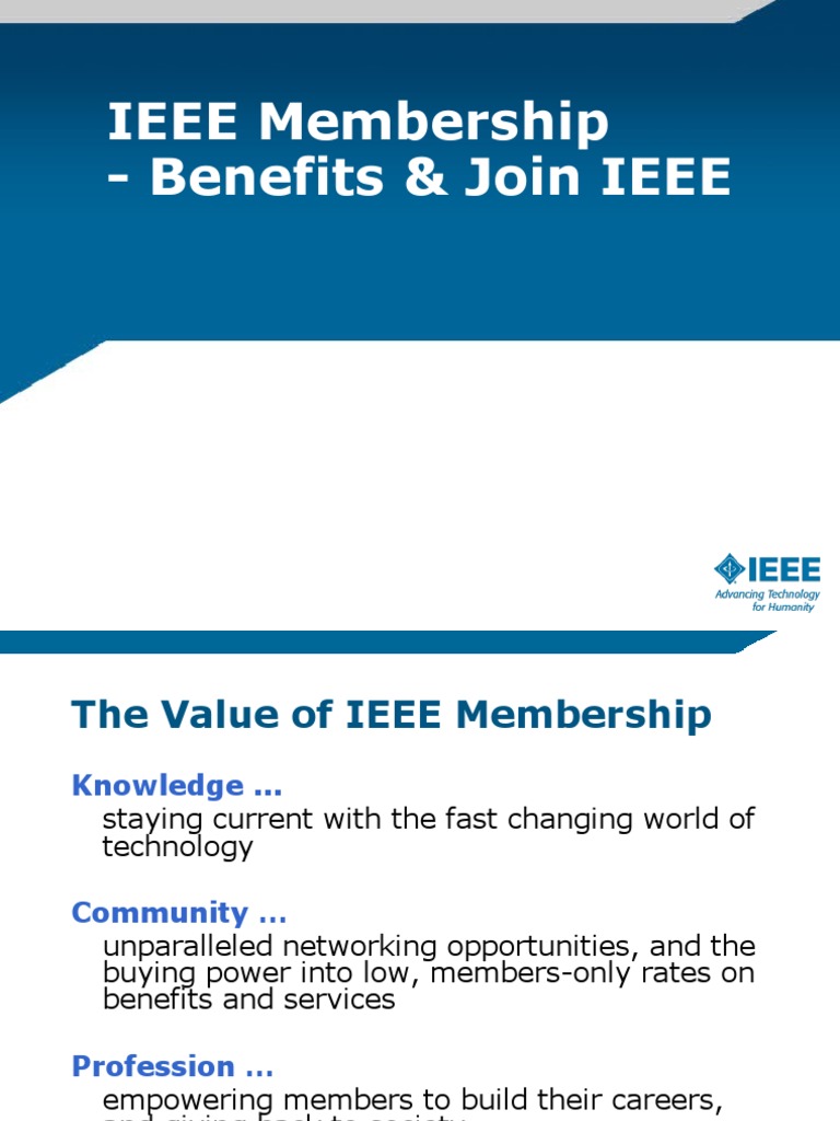 Benefits of IEEE Membership Explained | PDF | Institute Of Electrical ...