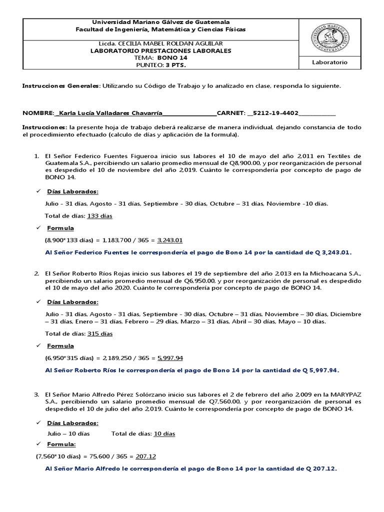 Cálculo del Bono 14 en Guatemala | PDF | Empleo | Compensación laboral