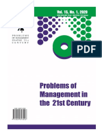 Problems of Management in The 21st Century, Vol. 15, No. 1, 2020