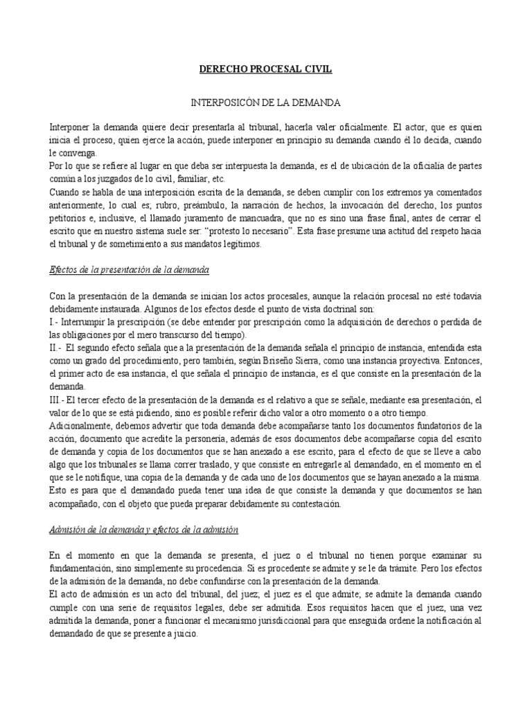Clase 2 Derecho Procesal Civil | PDF | Demanda judicial | Ley procesal