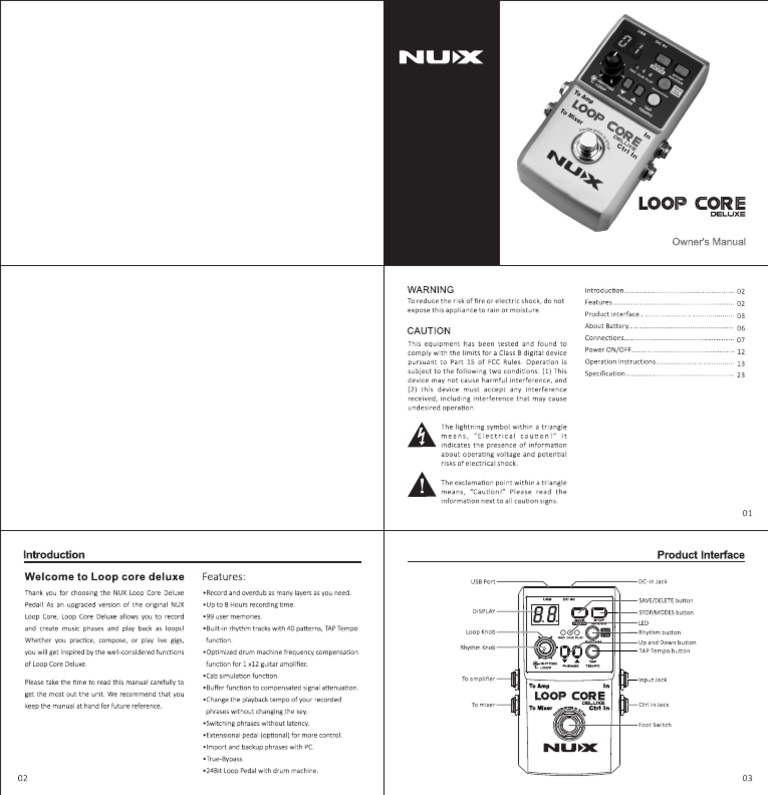 Loop Core Deluxe User Manual | PDF