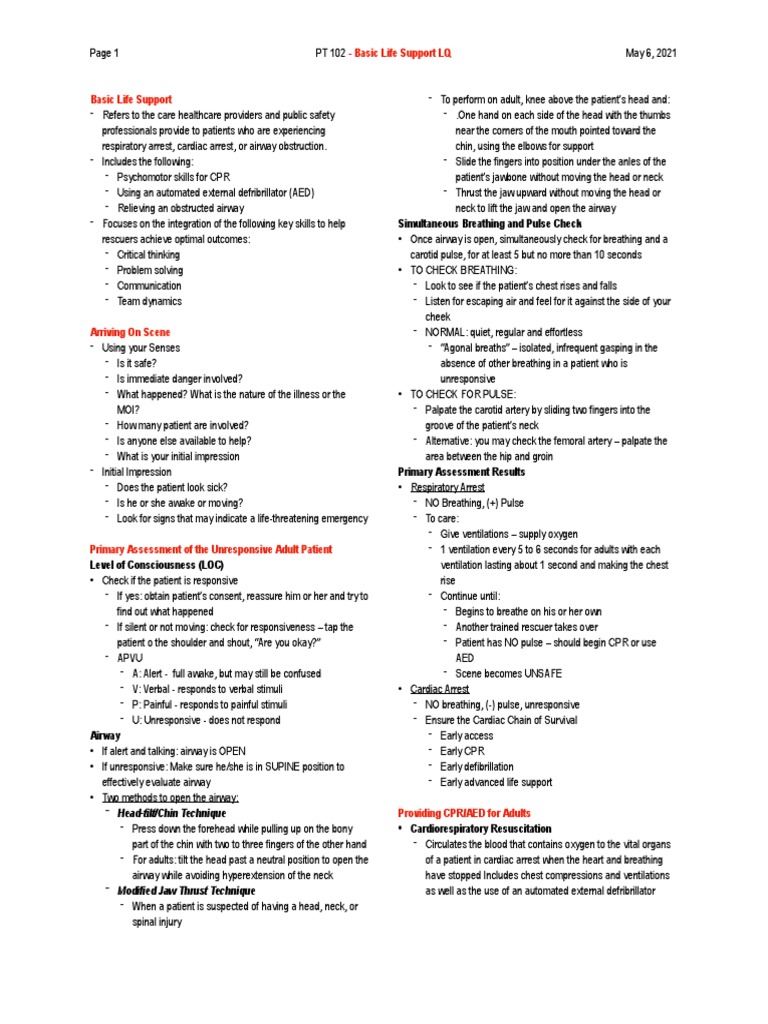 Basic Life Support Training Guide | PDF | Cardiopulmonary Resuscitation ...