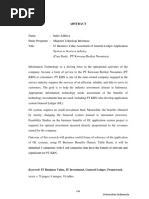 IT Business Value Assesment of General Ledger Application System in Services Industry