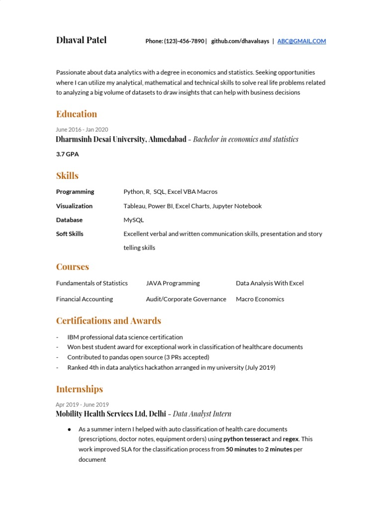 Data Analyst Fresher Resume Template | PDF | Data Analysis | Microsoft ...