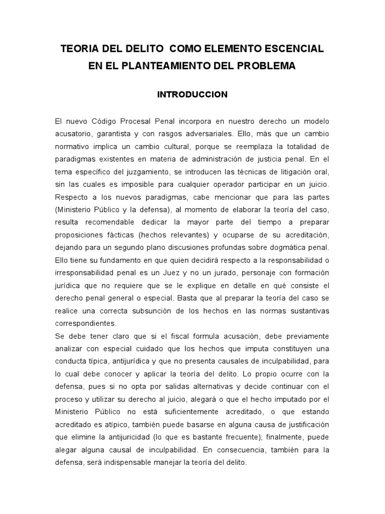 Teoría del Delito en el Proceso Penal | PDF | Derecho penal | Justicia