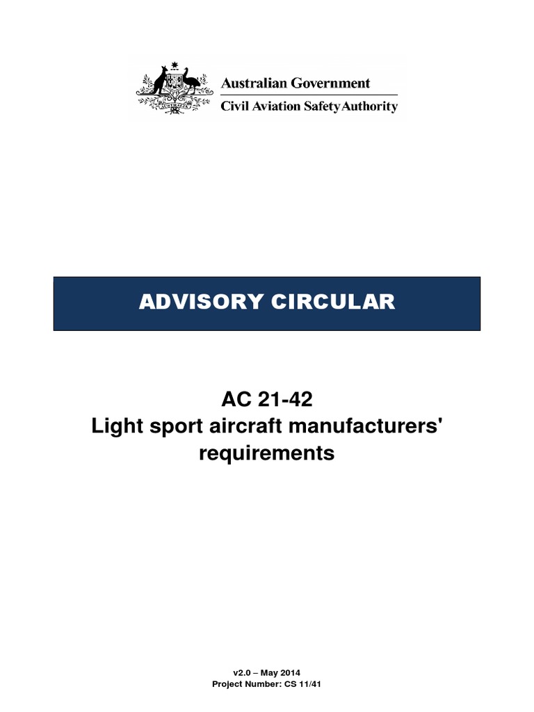 CAA AU AC 21 42 LSA Requirements PDF Aeronautics Aerospace