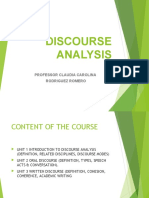 Discourse Analysis: Professor Claudia Carolina Rodriguez Romero