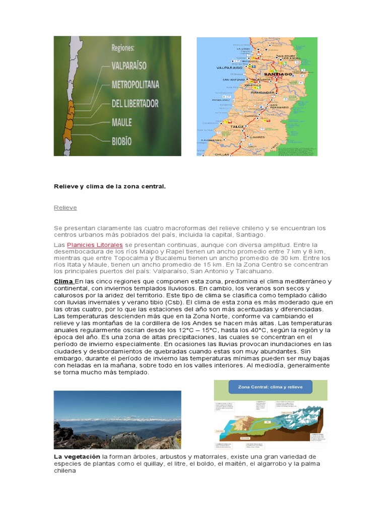 Relieve y clima de la zona central de Chile | PDF | Clima | Chile