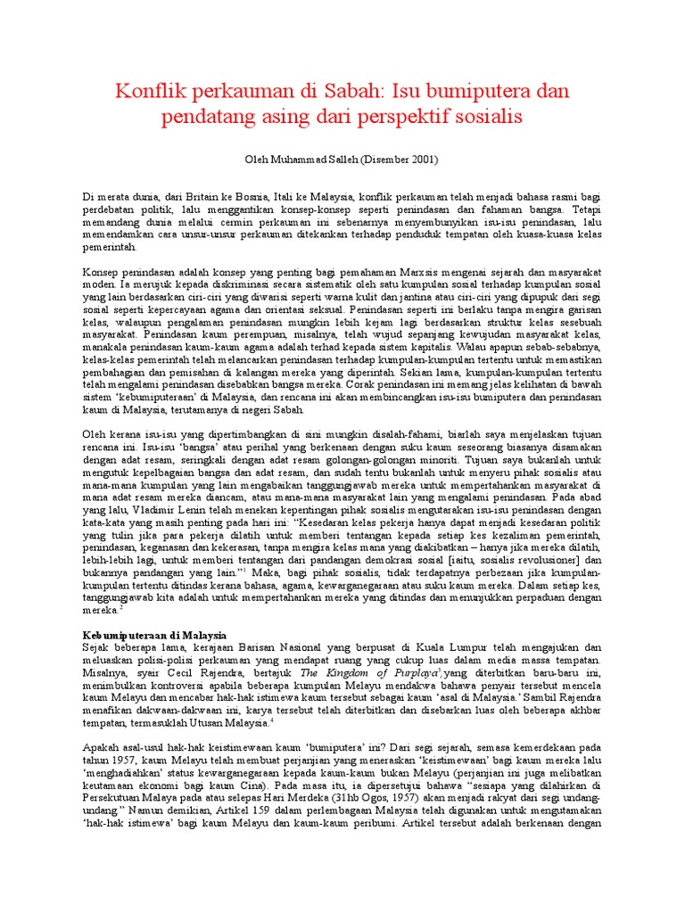 Konflik Perkauman Di Sabah Pdf