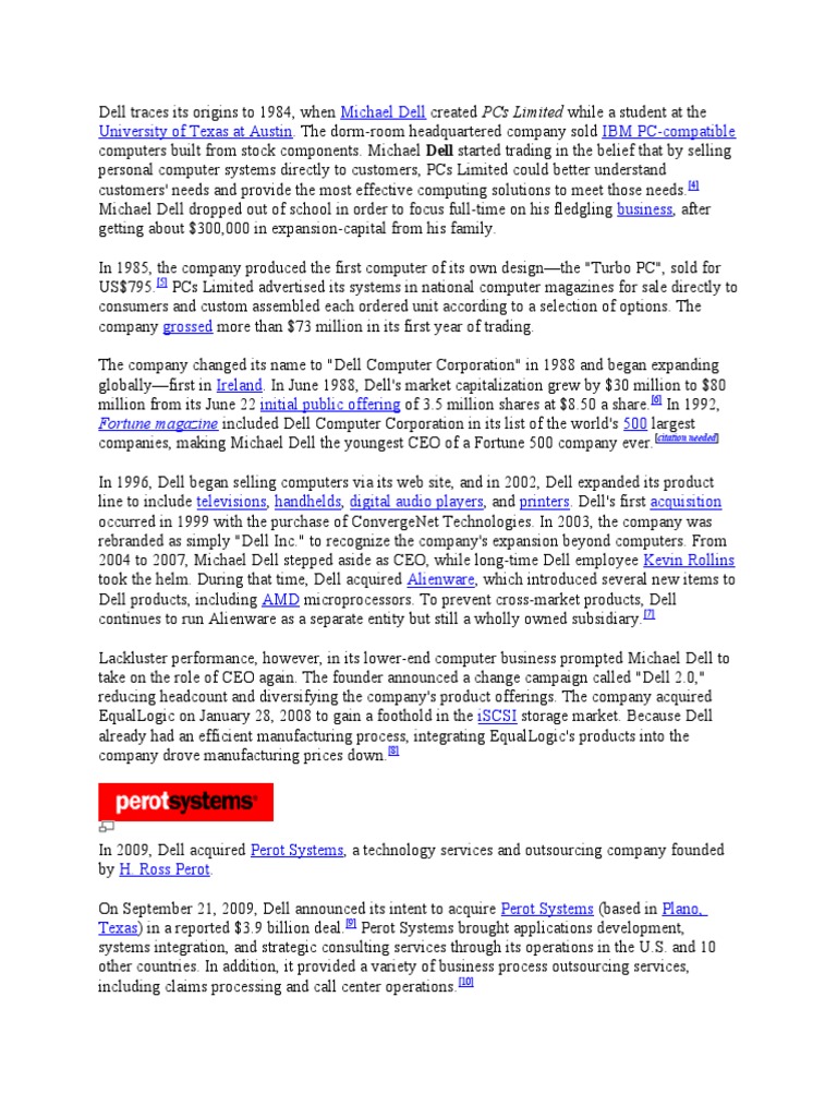 Dell's Journey: From Dorm to Global Giant | PDF | Dell | Computing