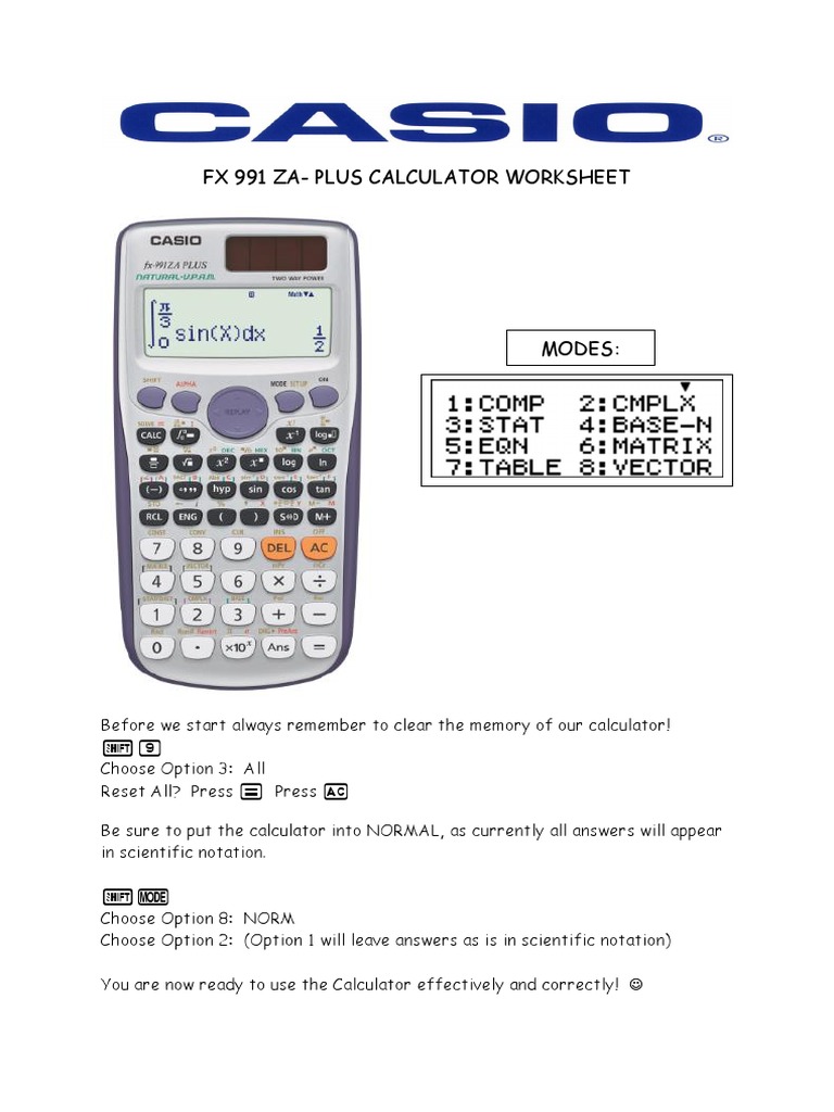 FX 991 Za-Plus Calculator Worksheet | Download Free PDF | Quadratic ...