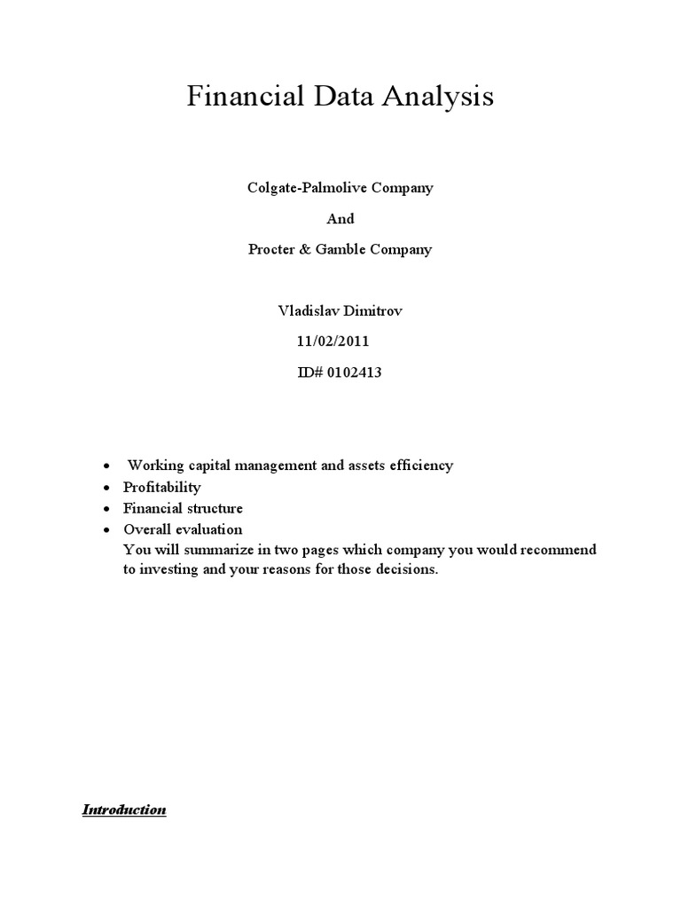 Colgate vs. P&G: Investment Analysis | PDF | Financial Economics ...