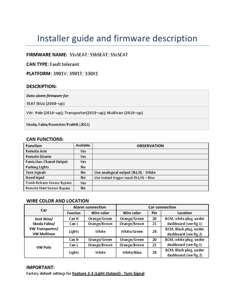 Firmware Guide for SEAT and VW Models | PDF | Vehicles | Car