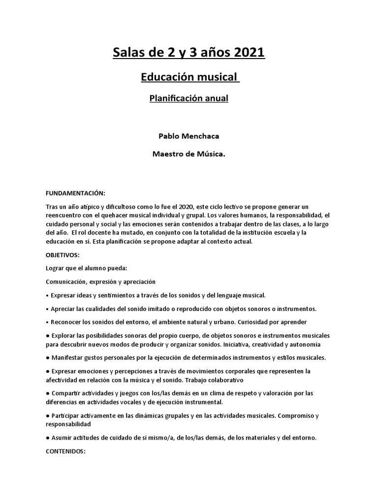 Planificación Sala de 2 y 3 | PDF | Plan de estudios | Educación de la ...