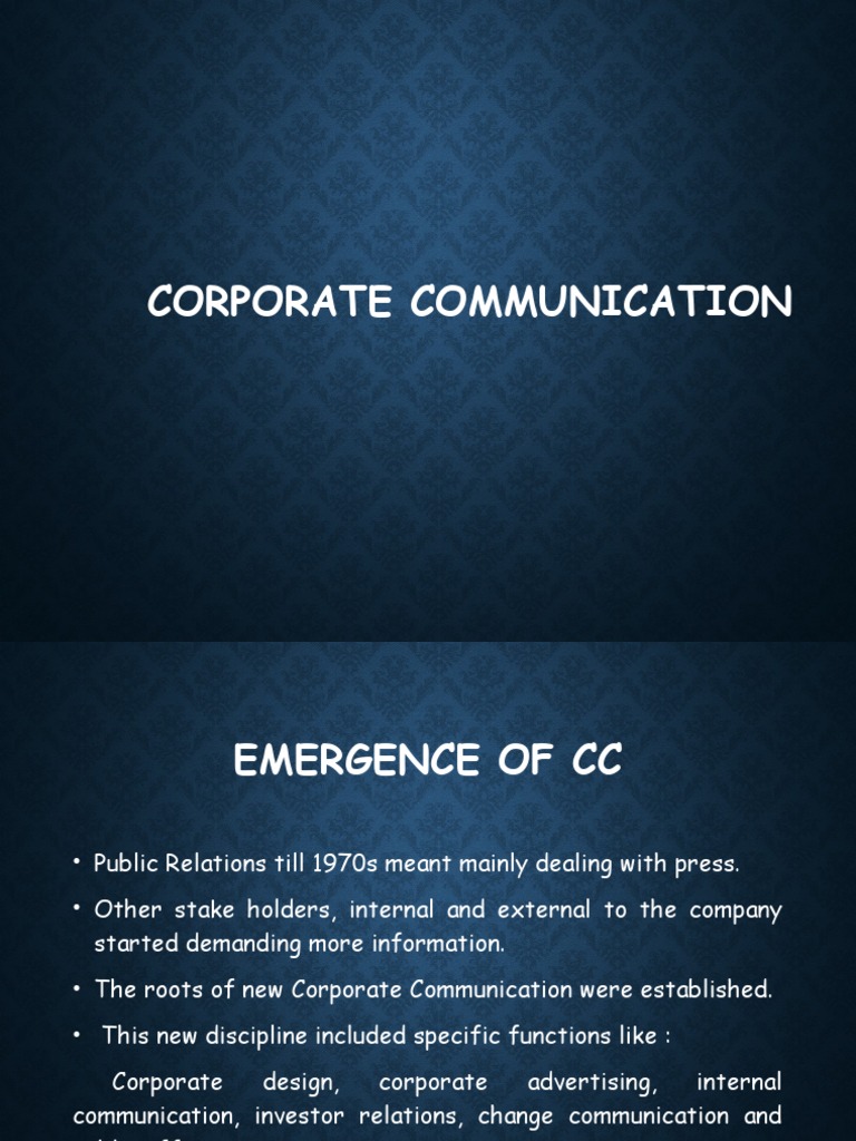 1 - Introduction Corporate Communication # | PDF | Business