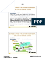 Costos de acarreo y transporte minería subterránea