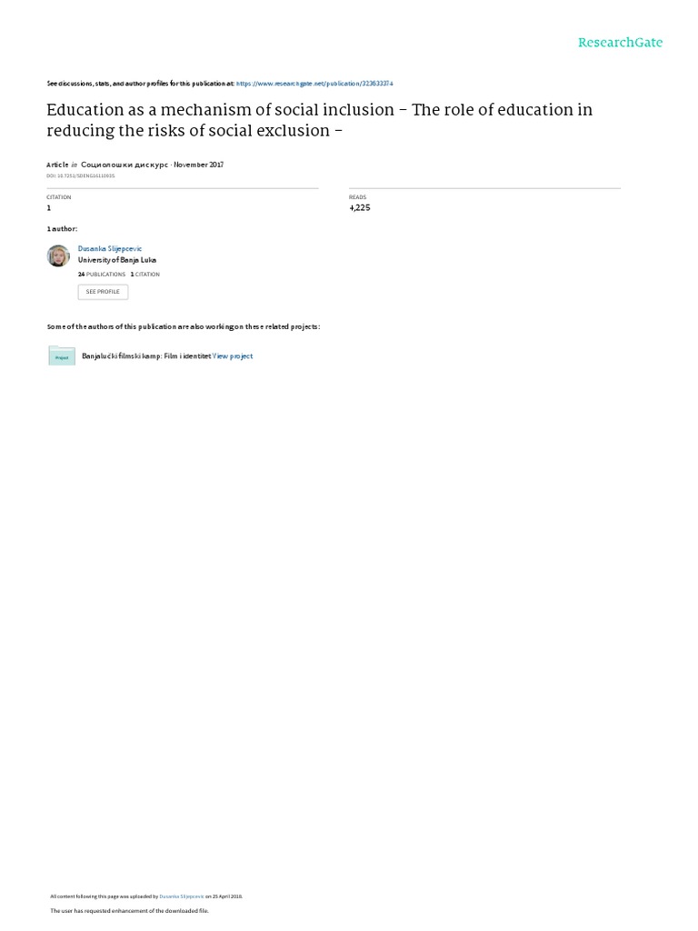 Education's Role in Social Inclusion | PDF | Social Exclusion ...