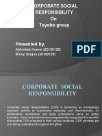 Corporate Social Responsibility On Toyobo Group: Abhishek Kumar (20100126) Binoy Singha (20100129)