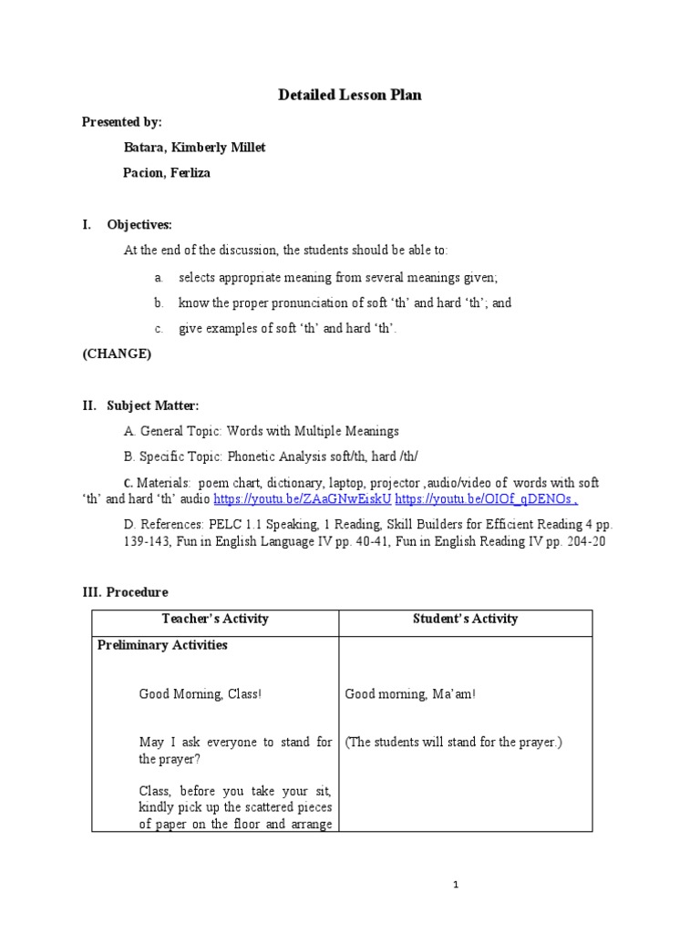 Revise Detailed Lesson Plan | PDF | Lesson Plan | English Language