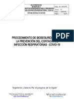 SIG - HSEQ-P013 Procedimiento de Bioseguridad para La Prevención Del Contagio de IRA COVID-19