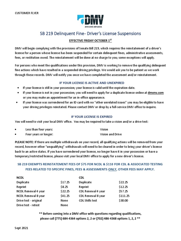 Driver's License Reinstatement Guide | PDF | Driver's License ...