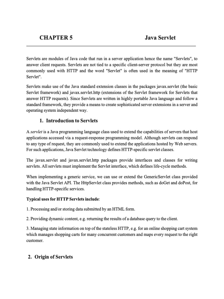 Chapter 5 Java Servlet: 1. Introduction To Servlets | PDF | Computer ...