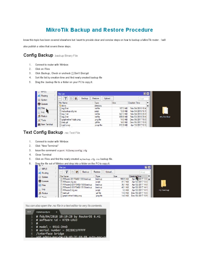 MikroTik Backup and Restore Guide | PDF | Computer File | Booting
