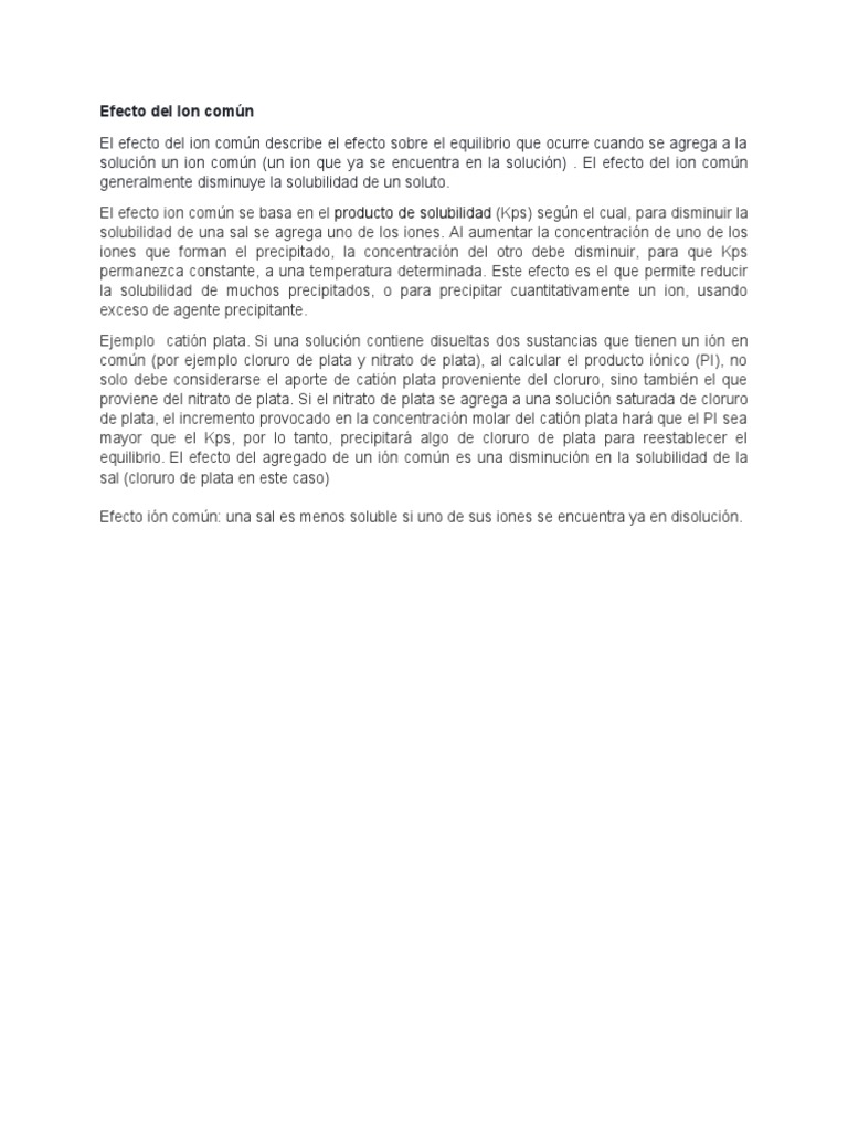Efecto Del Ion Común PDF