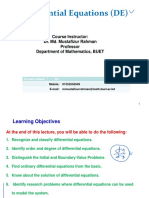 Differential Equations (DE) : Course Instructor: Dr. Md. Mustafizur Rahman Professor Department of Mathematics, BUET