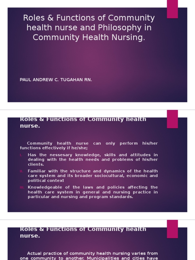 Community Health Nurse Roles & Functions | PDF | Nursing | Community