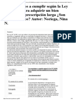 Los Requisitos A Cumplir Según La Ley #26.994 para Adquirir Un Bien Mueble Por Prescripción Larga ¿Son Desmesurados? Autor: Noriega, Nina N