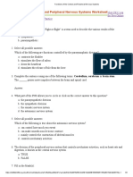Functions of The Central and Peripheral Nervous Systems Worksheet