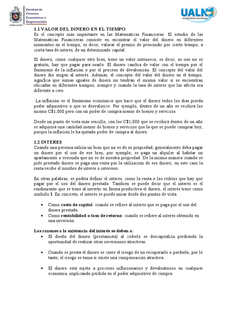 Valor del Dinero en el Tiempo | PDF | Interés | Tasas de interés
