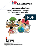 Edukasyon Sa Pagpapakatao: Unang Markahan - Modyul 5: Tiwala Sa Sarili Ating Buuin