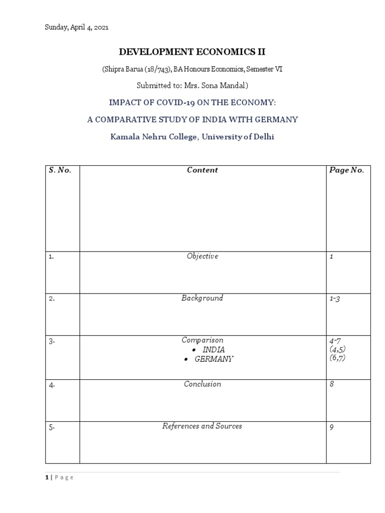 Impact of Covid 19 - A Comparative Study of India and Germany | PDF ...