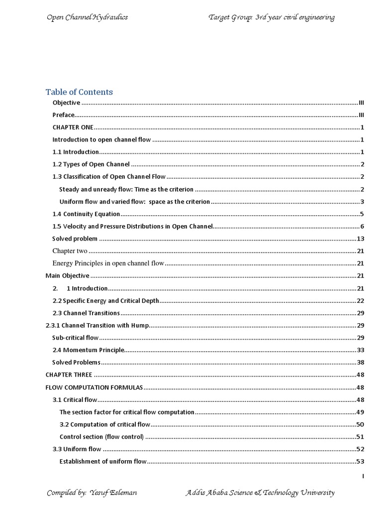 Open Channel Hydraulics Guide | PDF | Fluid Dynamics | Discharge ...